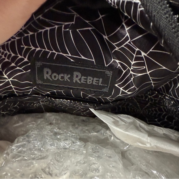 Rock Rebel Heart-Shaped Black Quilted Bag with bats - Picture 6 of 6